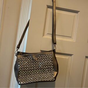 Silver Grey Arm or Crossbody Handbag with the front in all Crystals.